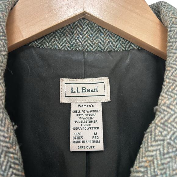 LL Bean Wool Silk Blend Green Blazer Sz M - Picture 3 of 4